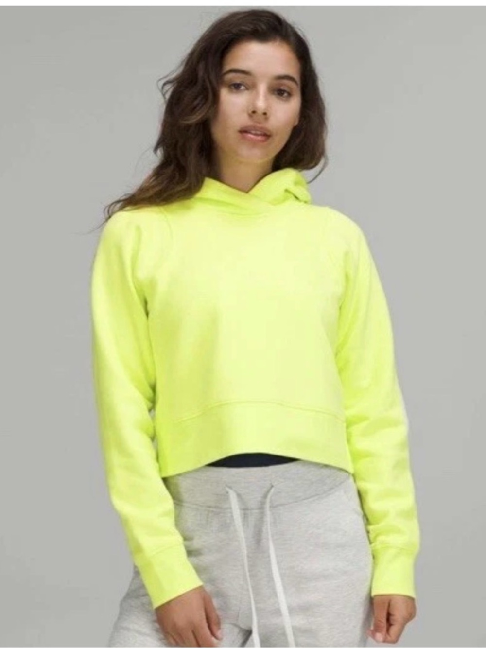 lululemon athletica Neon Yellow Cropped Hoodie XS/S